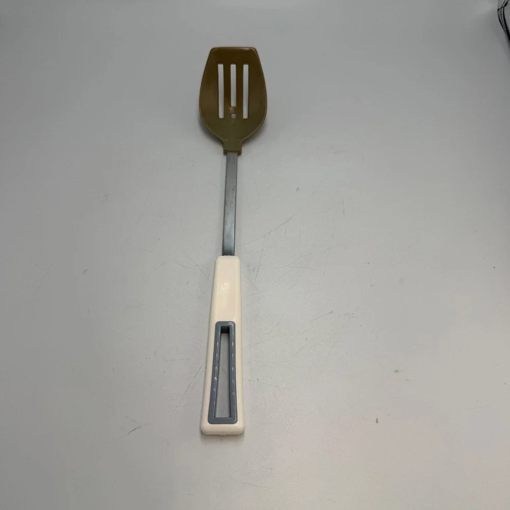 Vintage Hoan Slotted Spatula Turner Nylon Head Stainless Steel White Handle